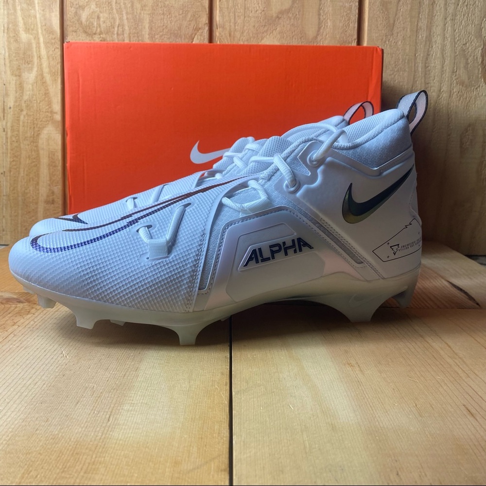 Nike Alpha Menace Pro 3 White Black Football Cleats Men's 13 CT6649-105 New